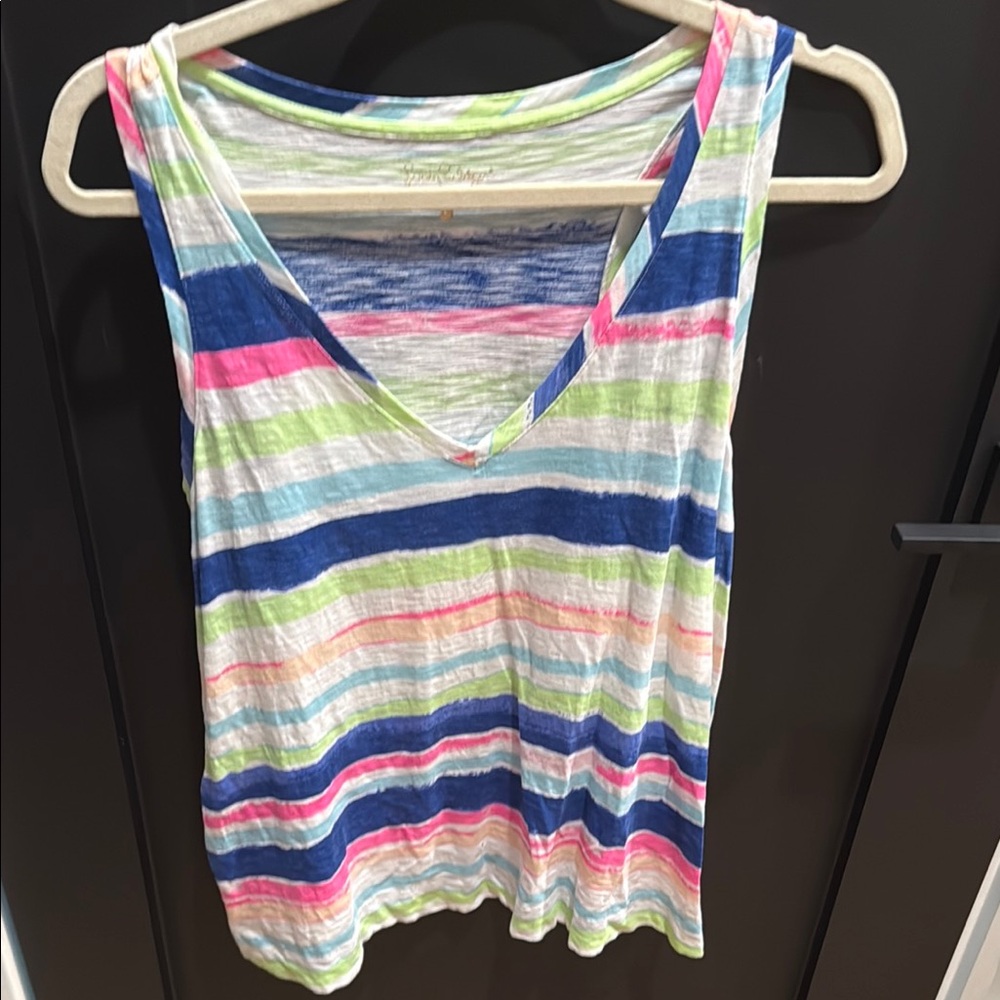 Lilly Pulitzer Green and Pink Sleeveless Tank Top